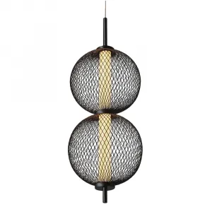 Závesná lampa PUMA s drôteným tienidlom a guľovými tienidlami 14 x 38 cm – dizajnové LED osvetlenie obývačky 3000K