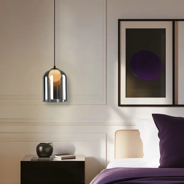 Závesná sklenená lampa KLEA – s grafitovým a matným tienidlom – moderná stolová lampa do obývačky G9 LED