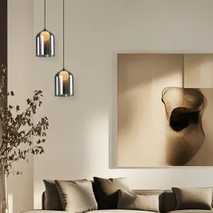 Závesná sklenená lampa KLEA – s grafitovým a matným tienidlom – moderná stolová lampa do obývačky G9 LED