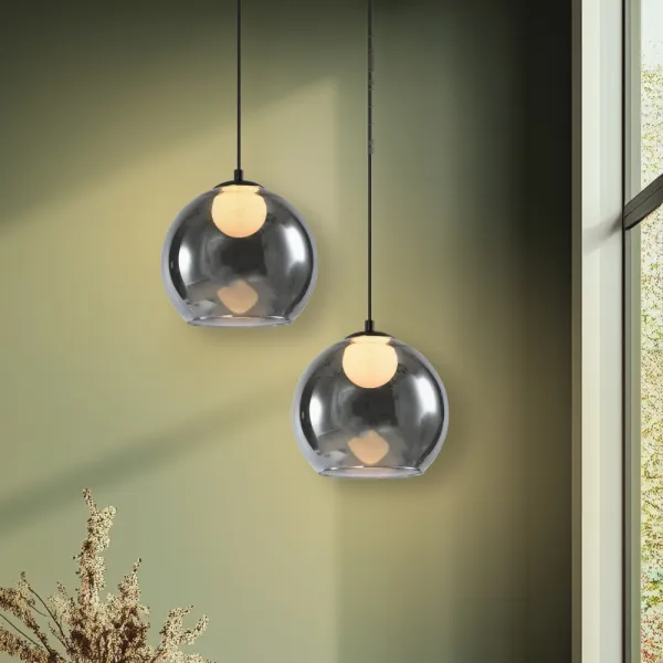 Stropná lampa Brin čierna 1x15W G9 dymová s bielym tienidlom