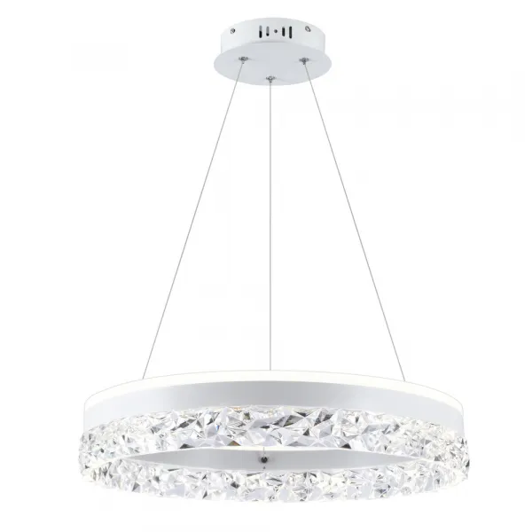 Očarujúca závesná lampa FROZI – biele tienidlo s kryštálmi – elegantné a moderné LED osvetlenie obývačky