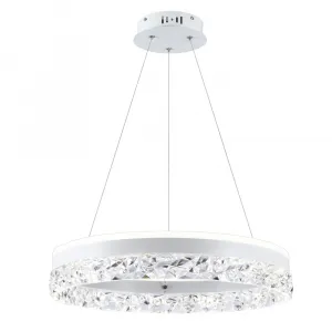 Očarujúca závesná lampa FROZI – biele tienidlo s kryštálmi – elegantné a moderné LED osvetlenie obývačky