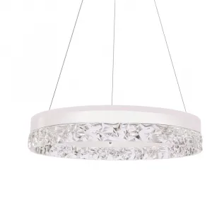 Očarujúca závesná lampa FROZI – biele tienidlo s kryštálmi – elegantné a moderné LED osvetlenie obývačky