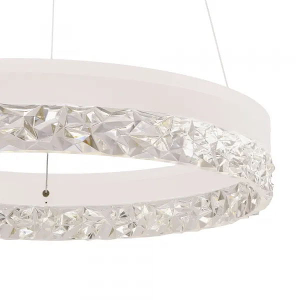 Očarujúca závesná lampa FROZI – biele tienidlo s kryštálmi – elegantné a moderné LED osvetlenie obývačky