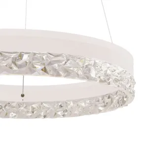 Očarujúca závesná lampa FROZI – biele tienidlo s kryštálmi – elegantné a moderné LED osvetlenie obývačky