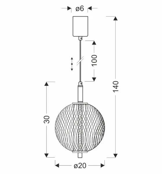 Závesná lampa PUMA s drôteným tienidlom s priemerom 20 cm – dizajnová lampa do obývačky, LED 3000K