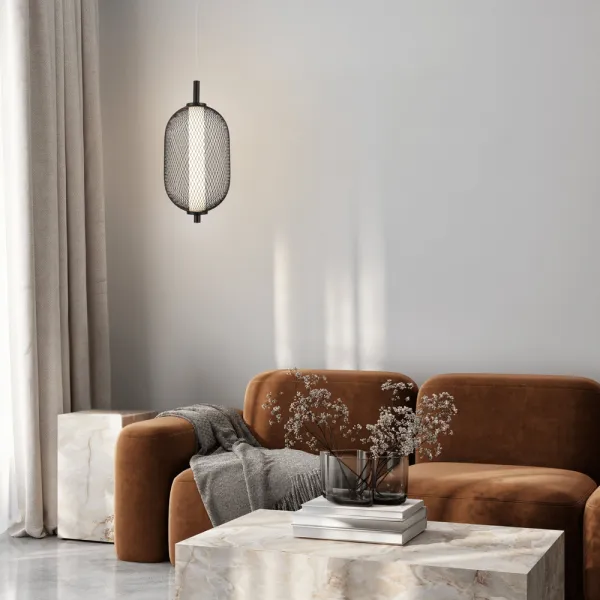 Závesná lampa PUMA s drôteným tienidlom 15 x 30 cm – dizajnová stolová LED lampa 3000K