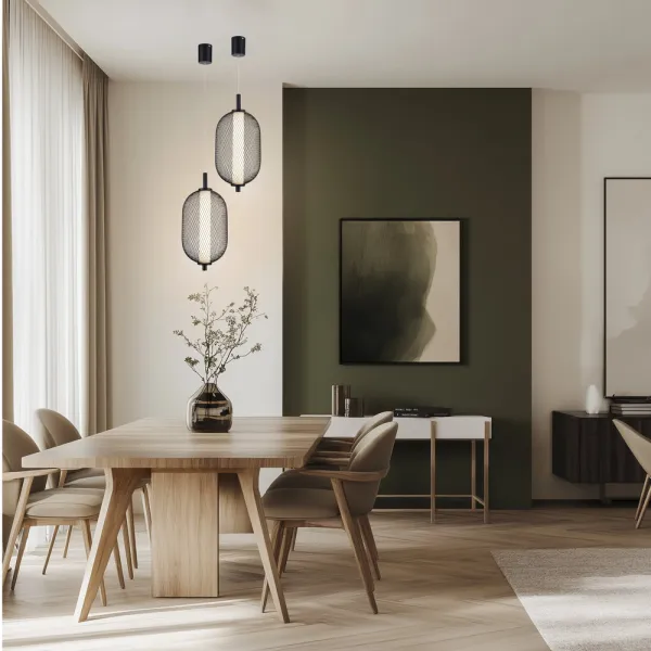 Závesná lampa PUMA s drôteným tienidlom 15 x 30 cm – dizajnová stolová LED lampa 3000K