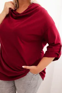 Legínovo Dámska blúzka Plus Size z bavlnou voľného strihu s vodným výstrihom béžová Farba: Bordová, Veľkosť: UNI