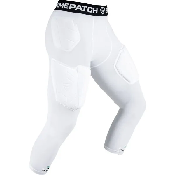 GAMEPATCH PADDED 3/4 TIGHTS PRO+ Kompresné unisex legíny, biela, veľkosť
