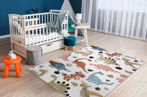 Detský koberec FUN Dino dinosaury krémový