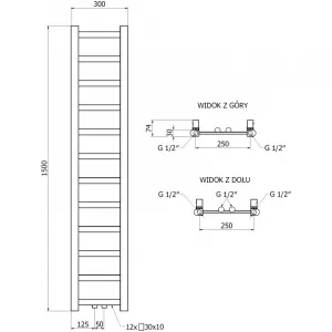 MEXEN - Bolt vykurovací rebrík/radiátor 1500 x 300 mm, 295 W, antracit W126-1500-300-00-66
