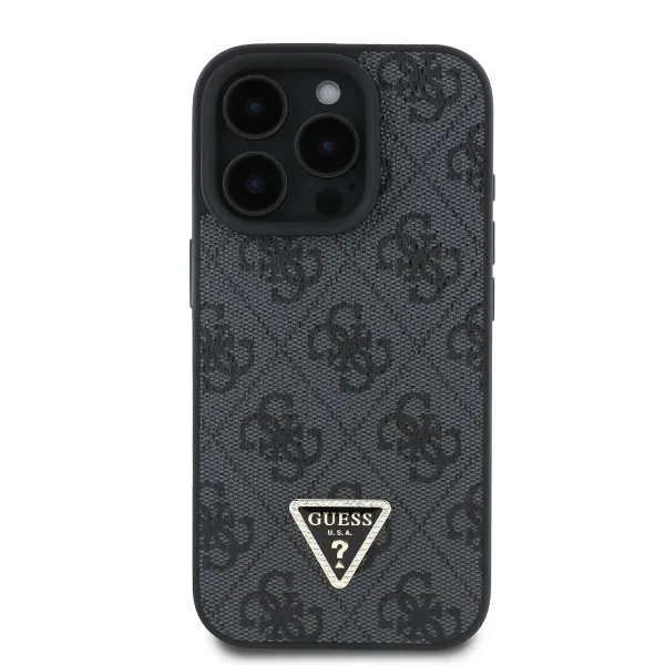 GUESS 4G STRASS SET Ochranný kryt + remienok pre Apple iPhone 16 Pro čierny