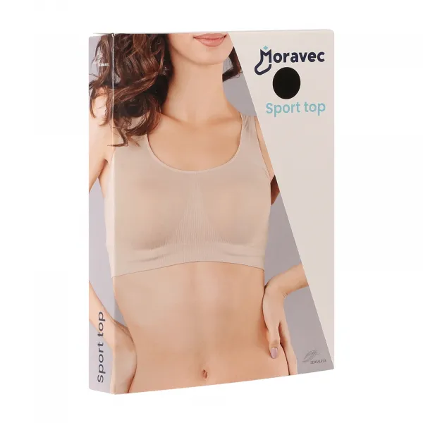 Dámska podprsenka Moravec bezšvová čierná (Sport top) S/M