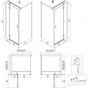 MEXEN/S - Mist HT sprchovací kút dvere krídlové pravá 80 x 80, transparent, zlato 8A5T-080-080-50-00-P