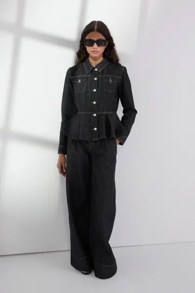Bunda Karl Lagerfeld Fashion Denim Jacket Dark Blue Denim