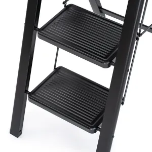 4Home Skladacie oceľové schodíky Steel, 3 stupne, čierna