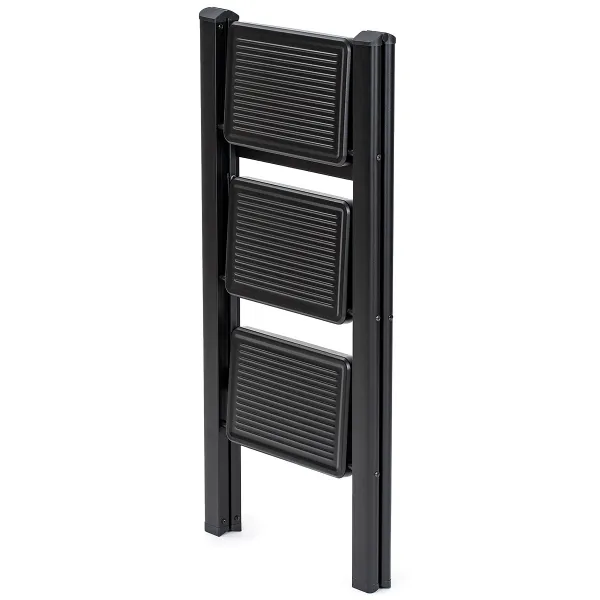 4Home Skladacie oceľové schodíky Steel, 3 stupne, čierna