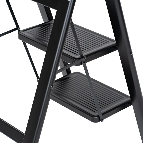 4Home Skladacie oceľové schodíky Steel, 3 stupne, čierna