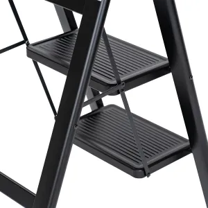 4Home Skladacie oceľové schodíky Steel, 3 stupne, čierna