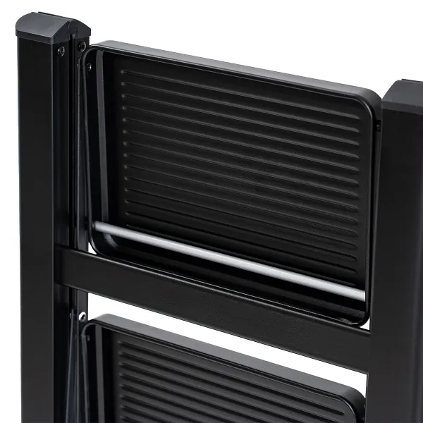 4Home Skladacie oceľové schodíky Steel, 3 stupne, čierna