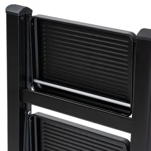 4Home Skladacie oceľové schodíky Steel, 3 stupne, čierna