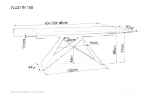 Čierny jedálenský stôl WESTIN I  (160-240)X90, rozkladací
