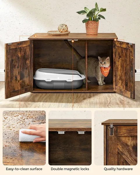 VASAGLE Box na toaletu pre mačky hnedý 80 x 49 x 53 cm