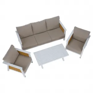 Záhradný 4-dielny set, svetlohnedá/biela/hnedá, hliník, BABAK