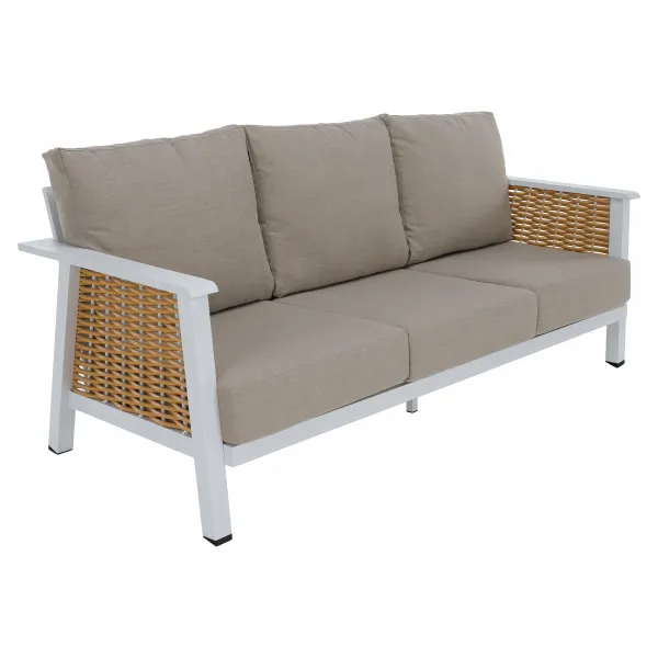 Záhradný 4-dielny set, svetlohnedá/biela/hnedá, hliník, BABAK