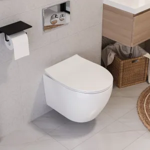 REA - Sada závesnej WC misy CARLO Flat Mini Rimless + závesného Bidetu CARLO Mini KPL-C2760