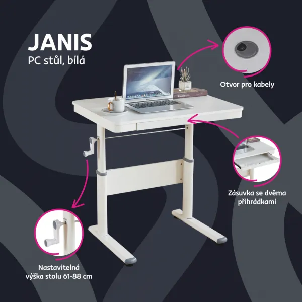 Výškovo nastaviteľný PC stôl JUSTUS Tempo Kondela