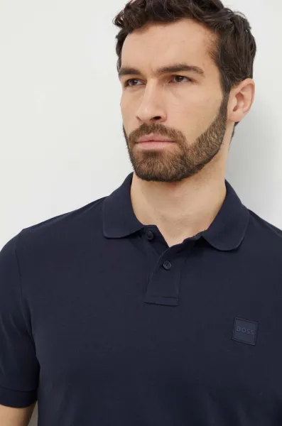 Polo tričko BOSS Orange pánske, tmavomodrá farba, jednofarebné, 50507803