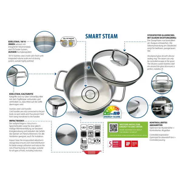 Elo 72404 4-dielna súprava nehrdz. hrncov Smart Steam