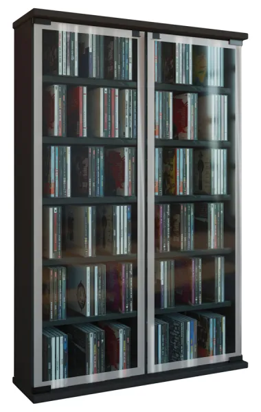 VCM Vitrína na CD a DVD Galerie, černá