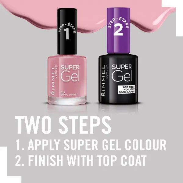 Rimmel Super Gel gélový lak na nechty bez použitia UV/LED lampy odtieň 023 Grape Sorbet 12 ml