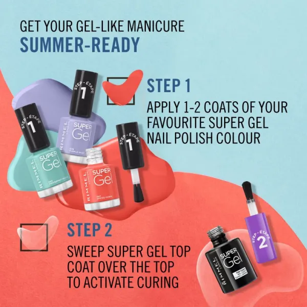 Rimmel Super Gel gélový lak na nechty bez použitia UV/LED lampy odtieň 068 Beach House Blue 12 ml