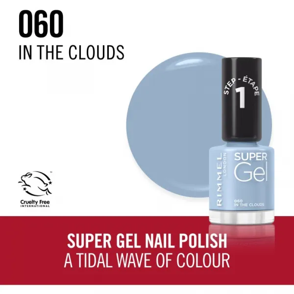 Rimmel Super Gel gélový lak na nechty bez použitia UV/LED lampy odtieň 060 In The Clouds 12 ml