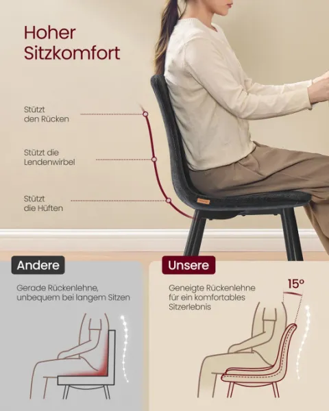 Set štyroch jedálenských stoličiek tmavosivý (4 ks)