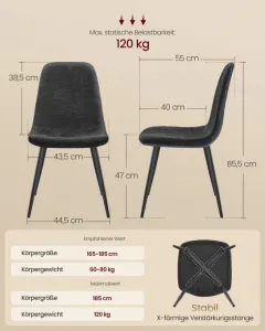 Set štyroch jedálenských stoličiek tmavosivý (4 ks)