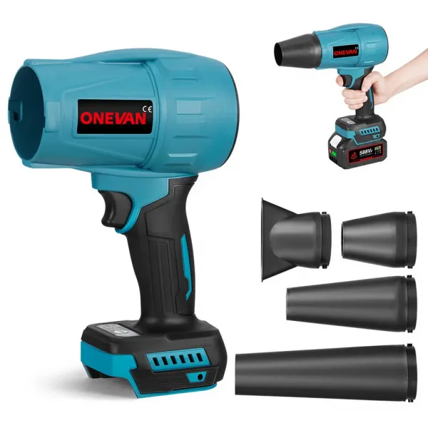 ONEVAN 3500W 300M/s bezkefový turboventilátorový akumulátorový turbo fén s nádstavcami,vhodný pre batériu MAKITA 18V