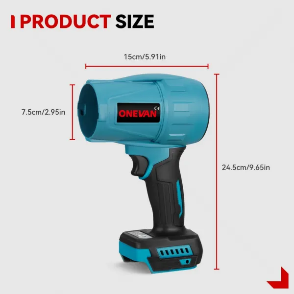 ONEVAN 3500W 300M/s bezkefový turboventilátorový akumulátorový turbo fén s nádstavcami,vhodný pre batériu MAKITA 18V