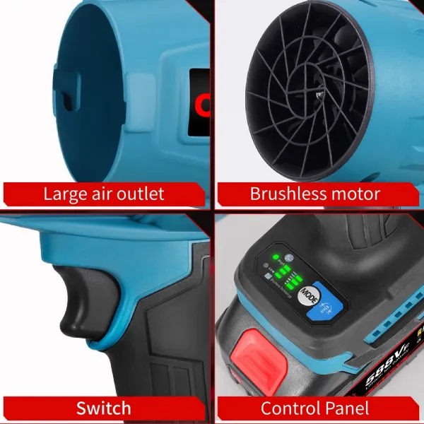 ONEVAN 3500W 300M/s bezkefový turboventilátorový akumulátorový turbo fén s nádstavcami,vhodný pre batériu MAKITA 18V
