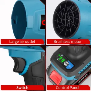 ONEVAN 3500W 300M/s bezkefový turboventilátorový akumulátorový turbo fén s nádstavcami,vhodný pre batériu MAKITA 18V