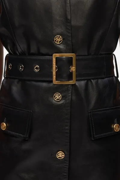 Šaty Karl Lagerfeld Retro Leather Dress Black