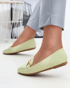 Resti Green eco-leather women's moccasins with embellishment Wiwet-Footwear