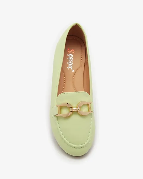 Resti Green eco-leather women's moccasins with embellishment Wiwet-Footwear