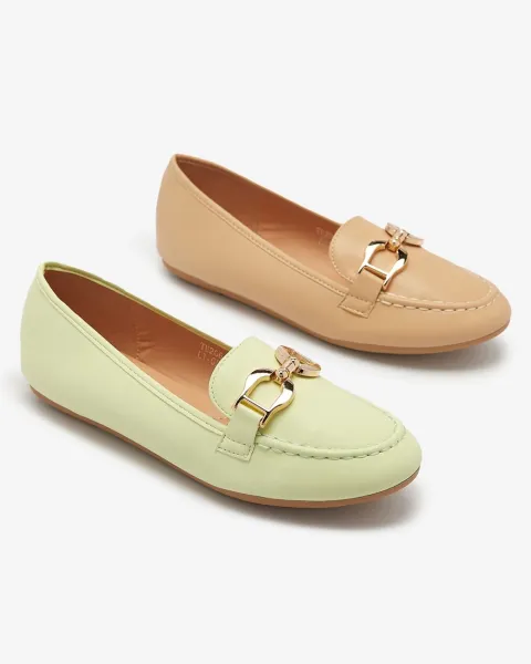 Resti Green eco-leather women's moccasins with embellishment Wiwet-Footwear