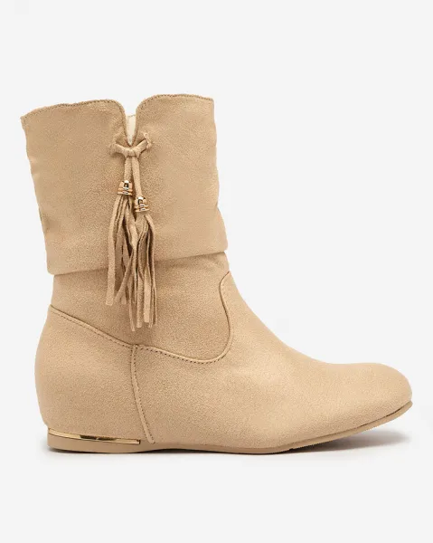 Resti Beige eco-suede boots with a hidden anchor Lovely