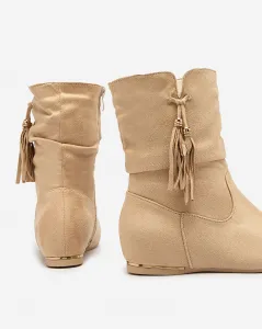 Resti Beige eco-suede boots with a hidden anchor Lovely